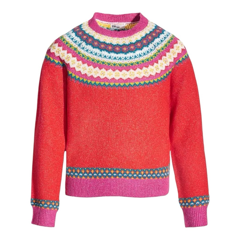 Epic Threads Red and Pink FairIsle Crew Neck Sweater
